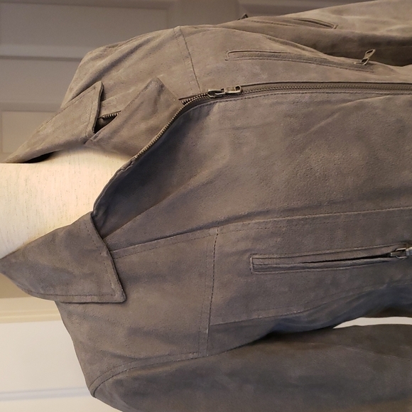 Levi's Gray Leather Suede Moto Jacket Size S - Picture 5 of 15